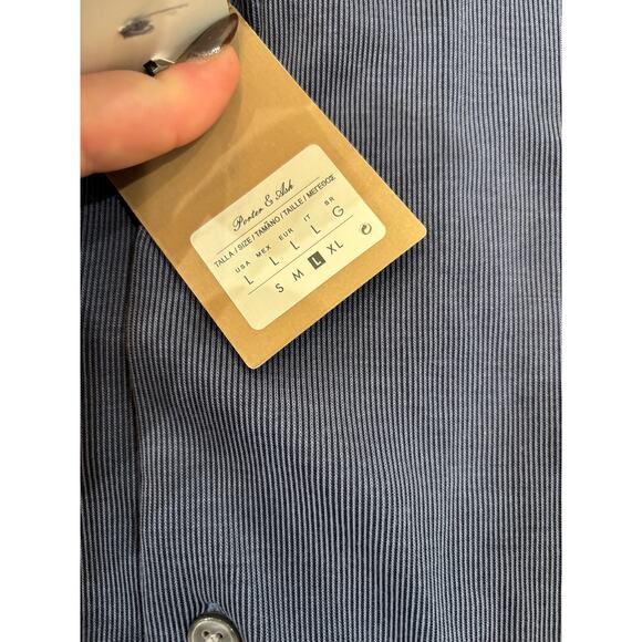 NWT Porter & Ash Mens Shirt Button Down Soft Modal Blend Blue Navy Large - Picture 6 of 9